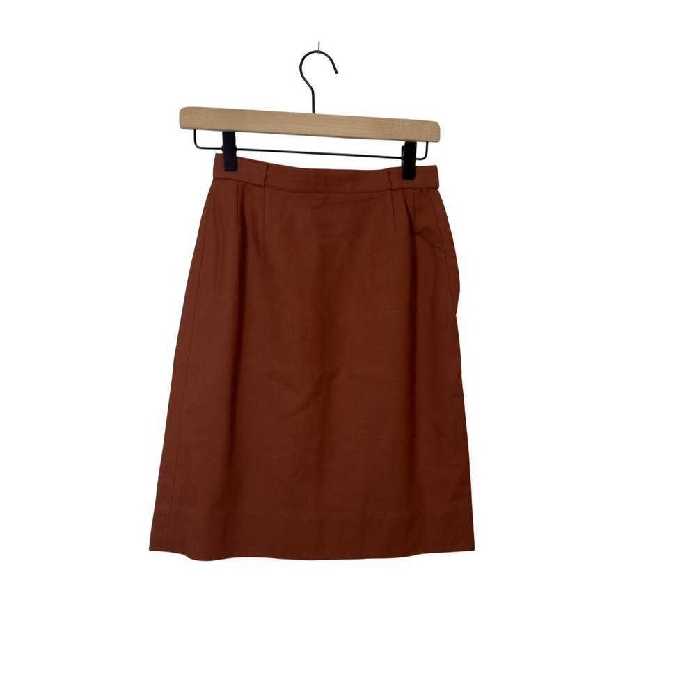 Vintage 60s Foxridge‎ New York Rust Orange Pencil Skirt High Waist Mod XS